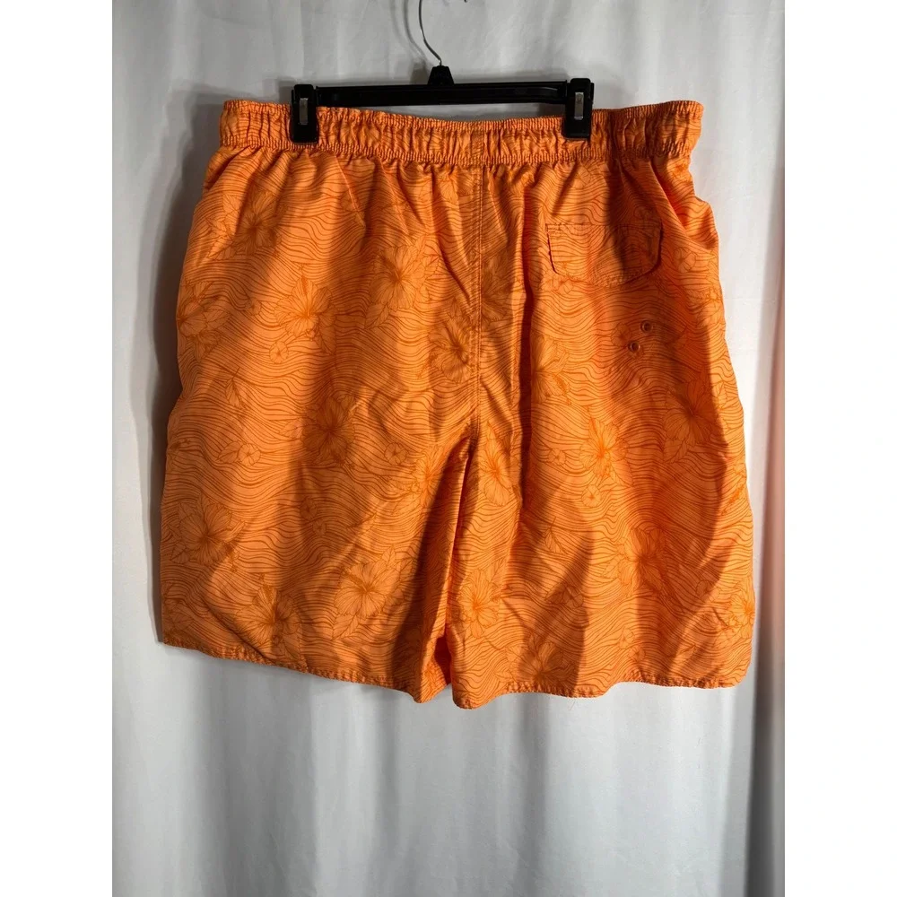 Hawaiian Authentics‎ Orange Floral Print Men's Swim Trunks Size 2XL